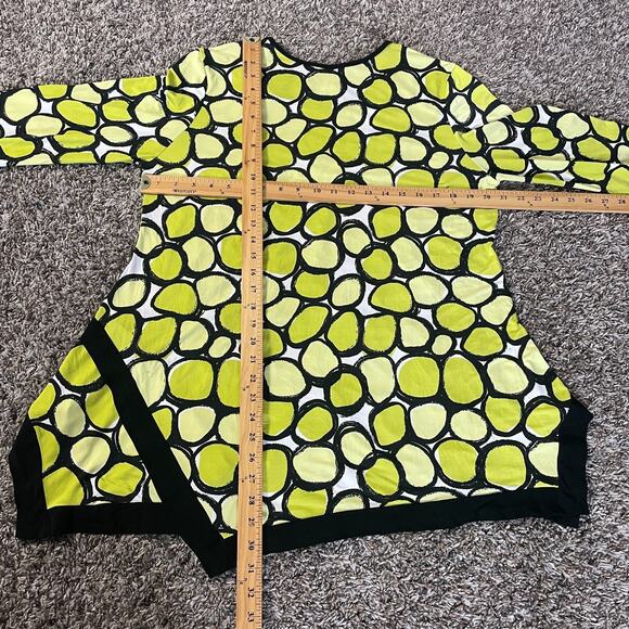 Y2K Top Womens Size Large Lime Green Polka Dot Asymmetrical Dopamine Neon Clown - Picture 10 of 10